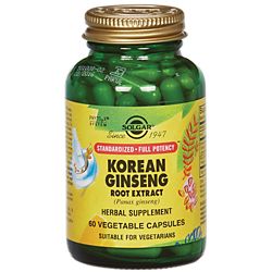 Korean Ginseng Root Extract - Standardized Full Potency (60 Vegetarian Capsules)