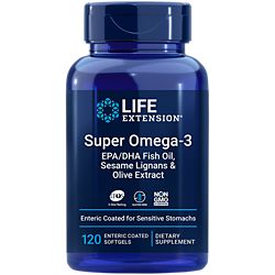 Super Omega 3 - EPA & DHA with Sesame Lignans & Olive Extract - Enteric Coated (120 Softgels)