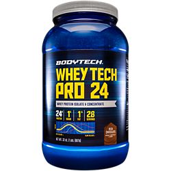 Whey Tech Pro 24 Whey Protein Isolate & Concentrate Powder - Rich Chocolate (2 Lbs. / 28 Servings)