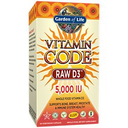 Vitamin Code Raw D3  5,000 IU of Whole Food Vitamin D3 (60 Vegetarian Capsules)