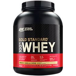 GOLD STANDARD 100% WHEY Protein Powder  French Vanilla Creme (5 lbs./73 Servings)