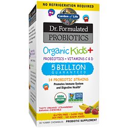 Dr. Formulated Probiotics Organic Kids 5 Billion CFUs  Shelf-Stable  Strawberry Banana (30 Chewables)