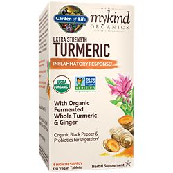 mykind Organics Extra Strength Turmeric - Inflammatory Response with Organic Black Pepper & Ginger (120 Vegan Tablets)