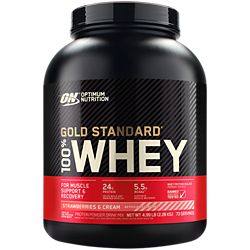 GOLD STANDARD 100% WHEY Protein Powder  Strawberries & Cream (4.98 lbs./73 Servings)