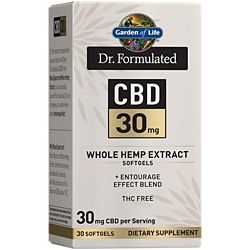 Dr. Formulated CBD Whole Hemp Extract with Entourage Effect Blend - 30 MG Per Serving - THC Free (30 Softgels)