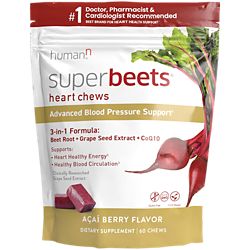 SuperBeets Heart Chews - Advanced Blood Pressure Support - Acai Berry (60 Chews)